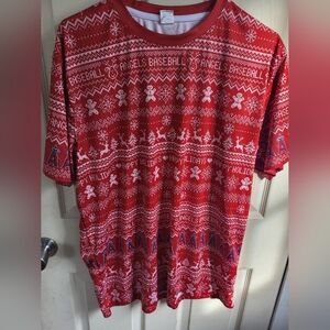 LA Angels Christmas T-Shirt Baseball Wording XL